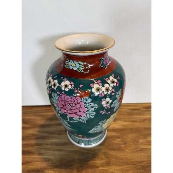 Vintage Gold Imari Hand Painted Vase Pheasants & Peonies Japan 10” Porcelain - Picture 3 of 11